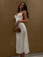 Bow Strap V-Neck Maxi Dress