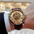 AOKULASIC Skeleton Leather Automatic Watch