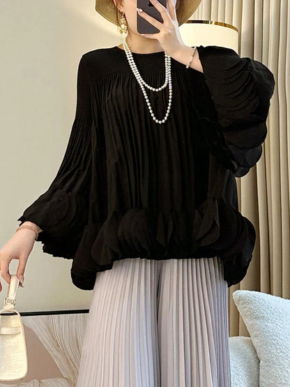 Pleated Appliques Fashion Top