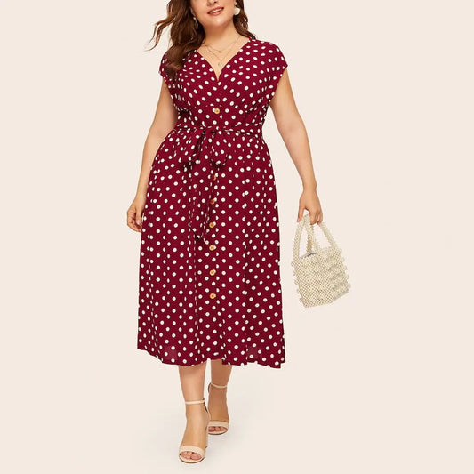 Plus Size Polka Dot Summer Dress