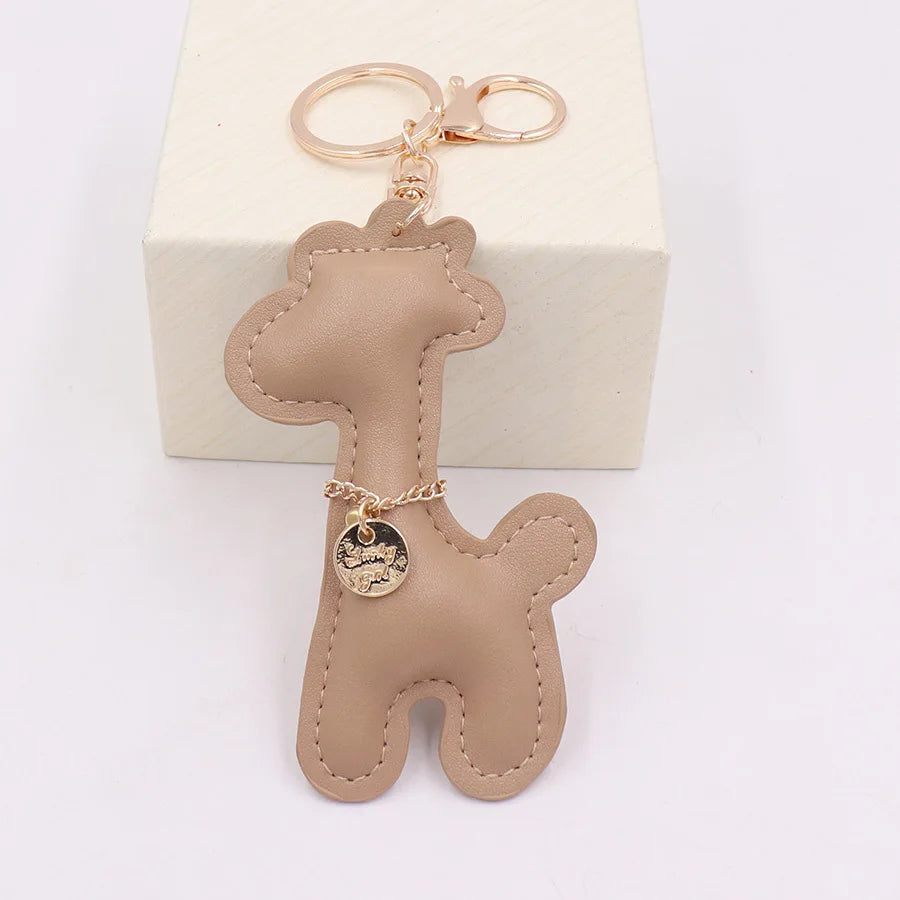 Fashion Leather Giraffe Keychain