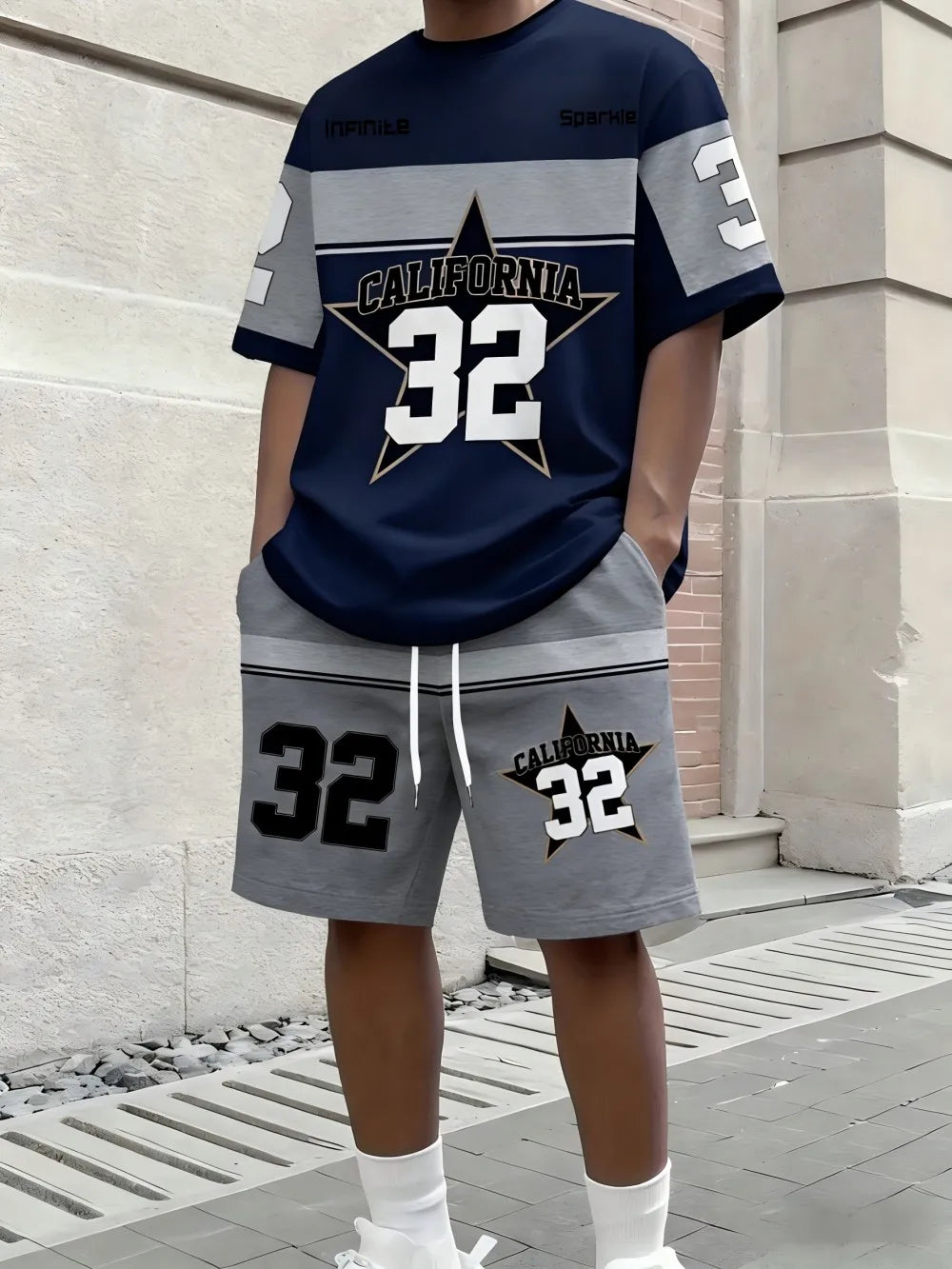 Letter Stripe Print Streetwear Set