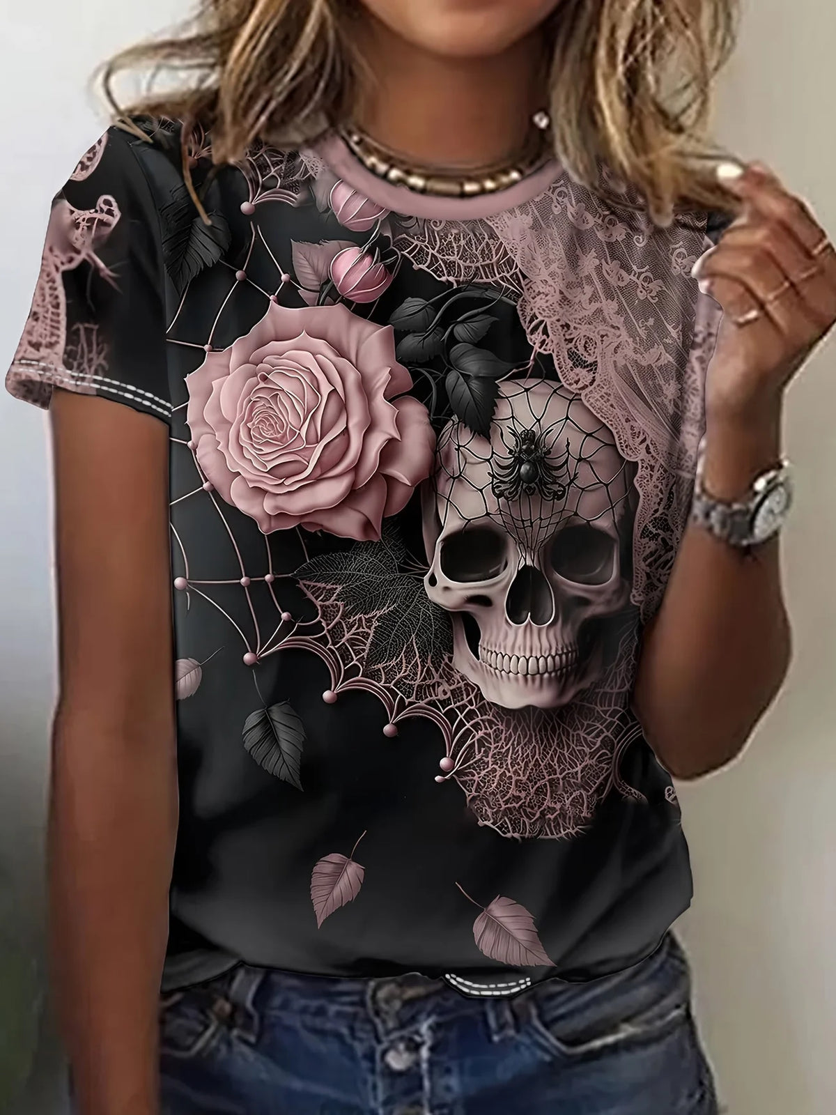 Skull Rose Graphic T-Shirt