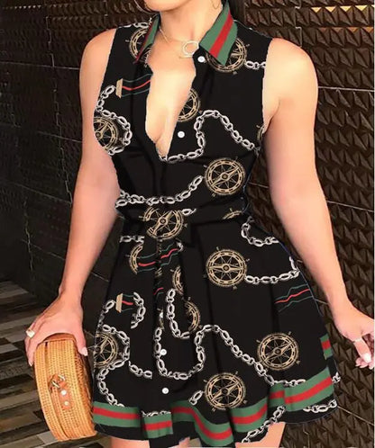 Sleeveless Printed Silk Dress