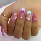 Gradient Wearing Fake Nails Long
