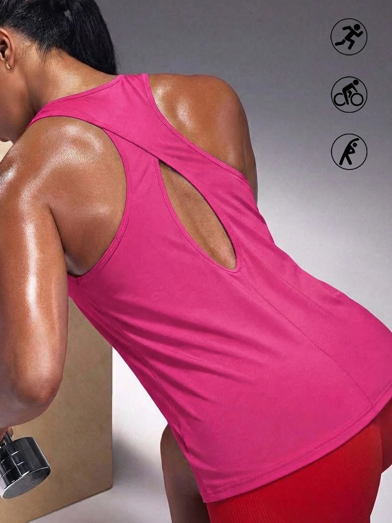 Knit Construction Polyester Solid Sleeveless Top