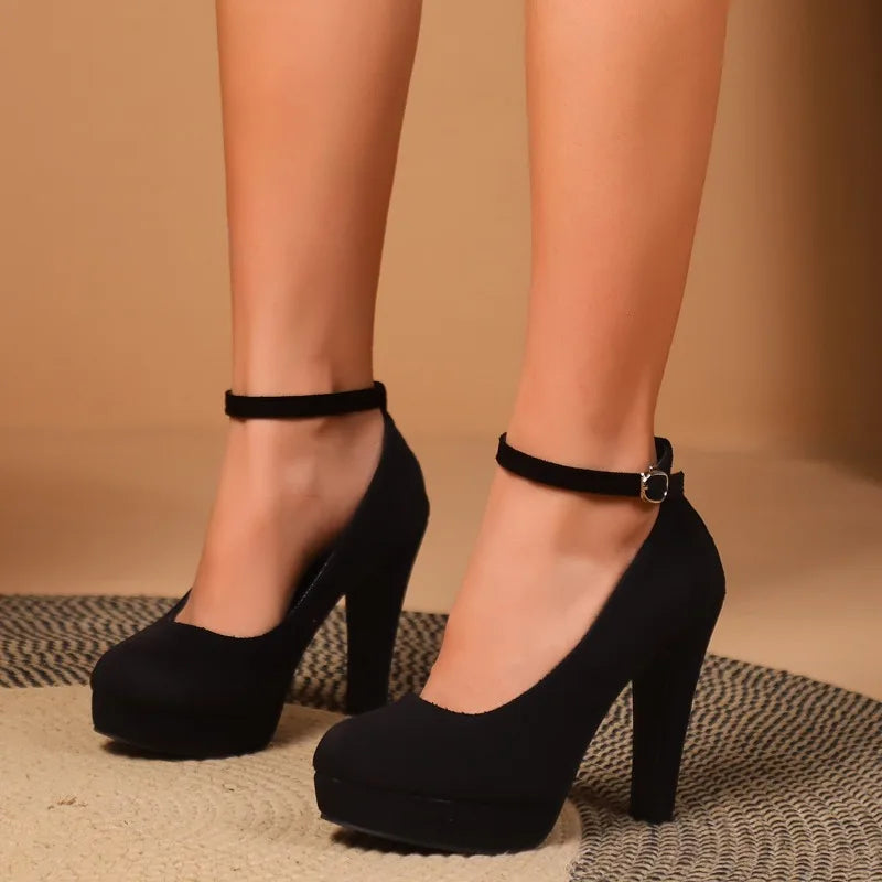 Elegant Corduroy Buckle Pumps