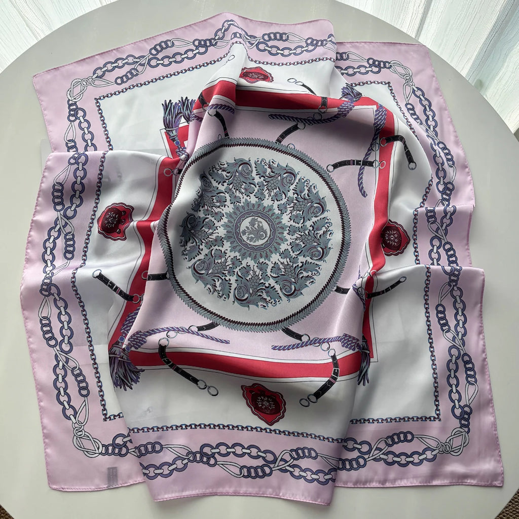 Chain Print Square Hijab Scarf