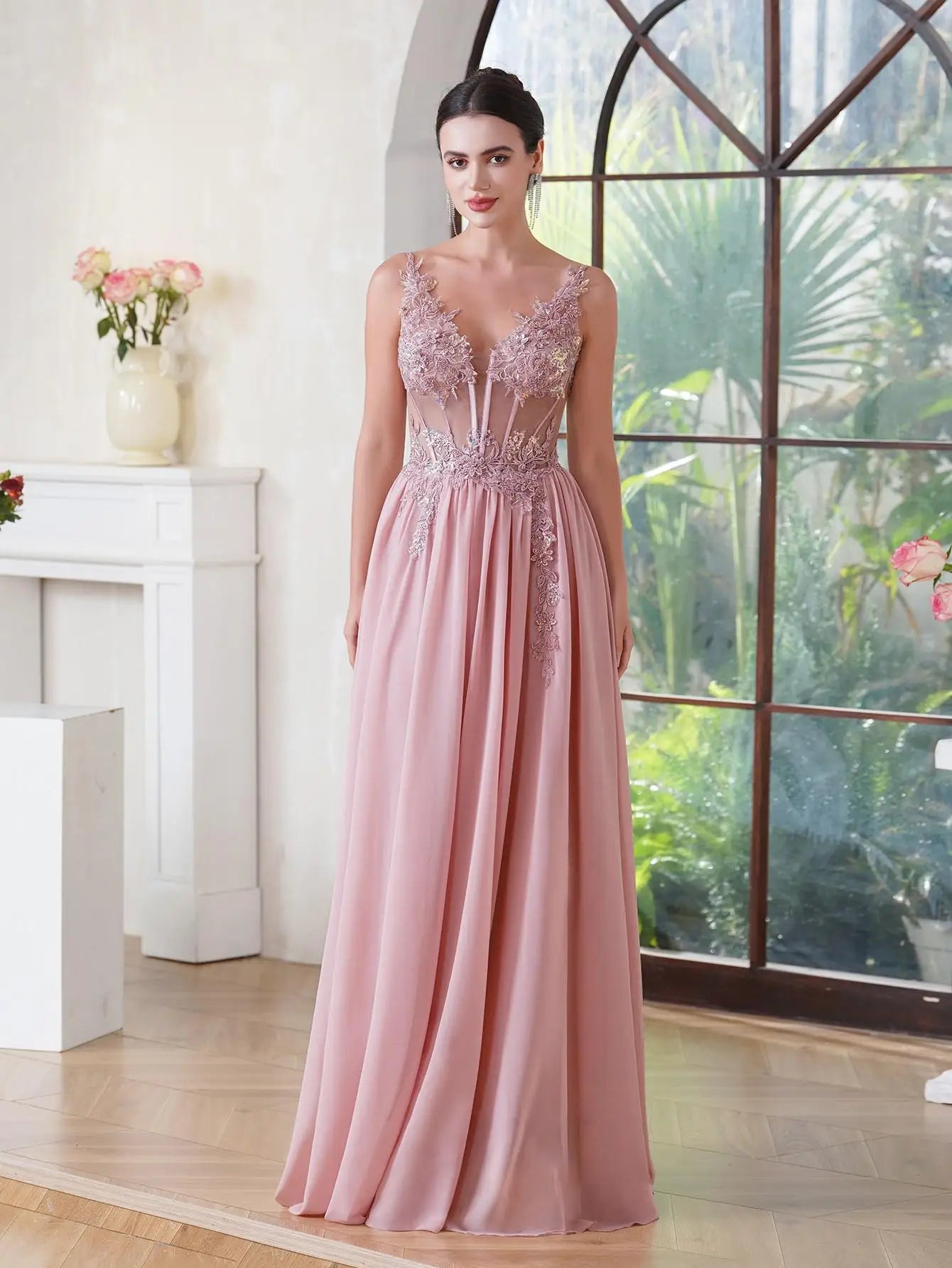 Beaded Chiffon Gown
