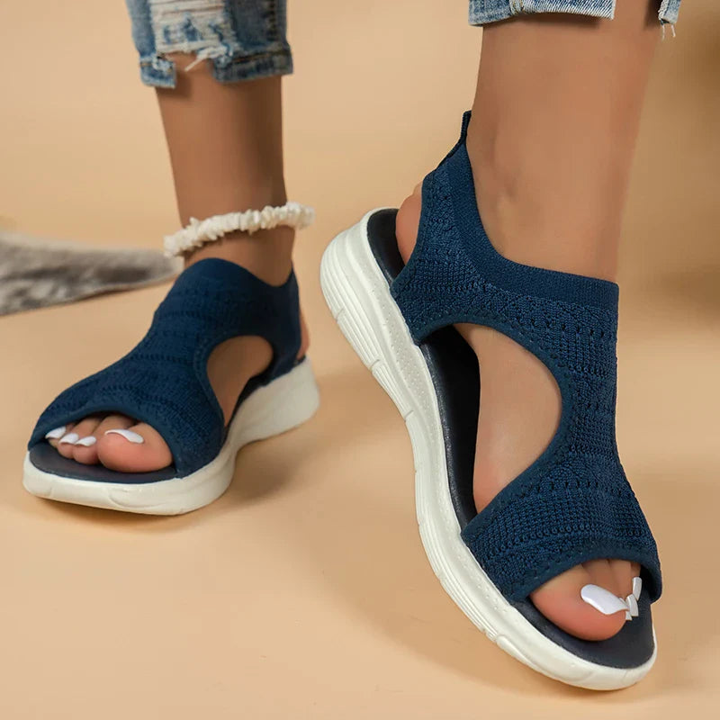 Mesh Platform Wedge Sandals