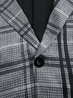 Grey Plaid Slim Business Suit Set