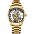 LIGE Gold Skeleton Vintage Watch