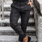 Vintage Checkered Loose Slim Trousers