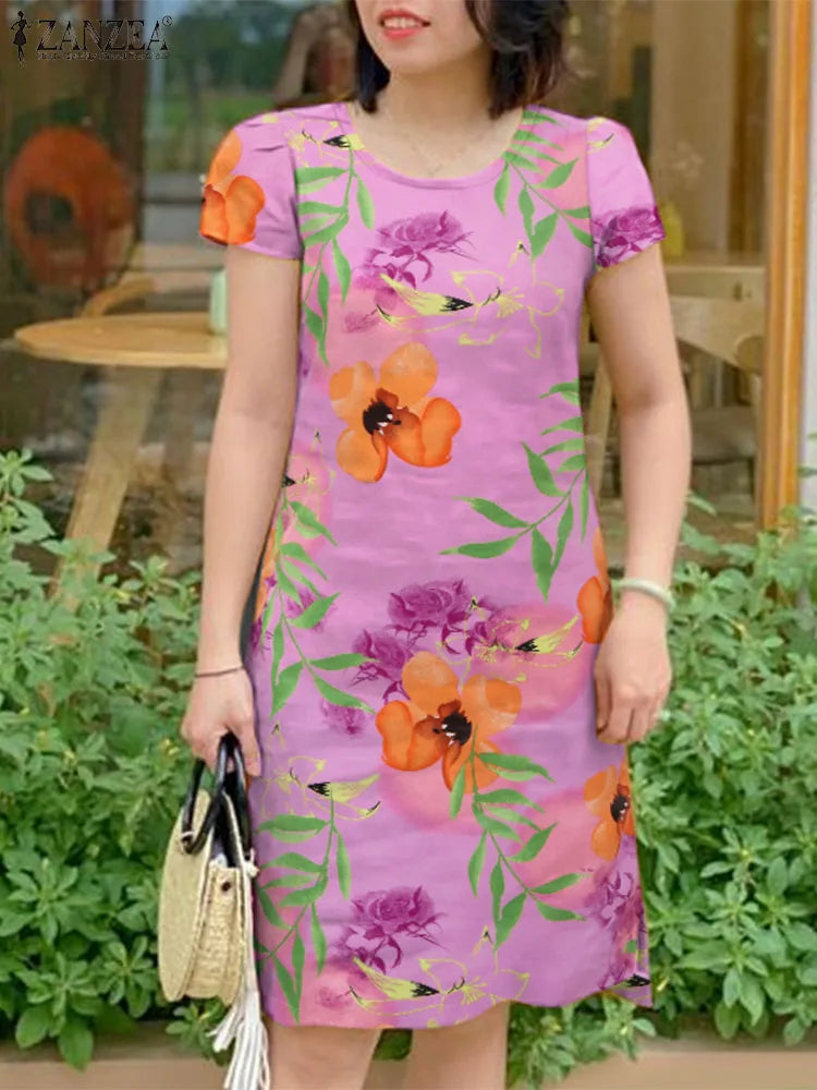 ZANZEA Vintage Floral Bohemian Summer Dress