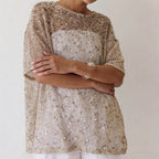 Brown Sequin Mesh Top