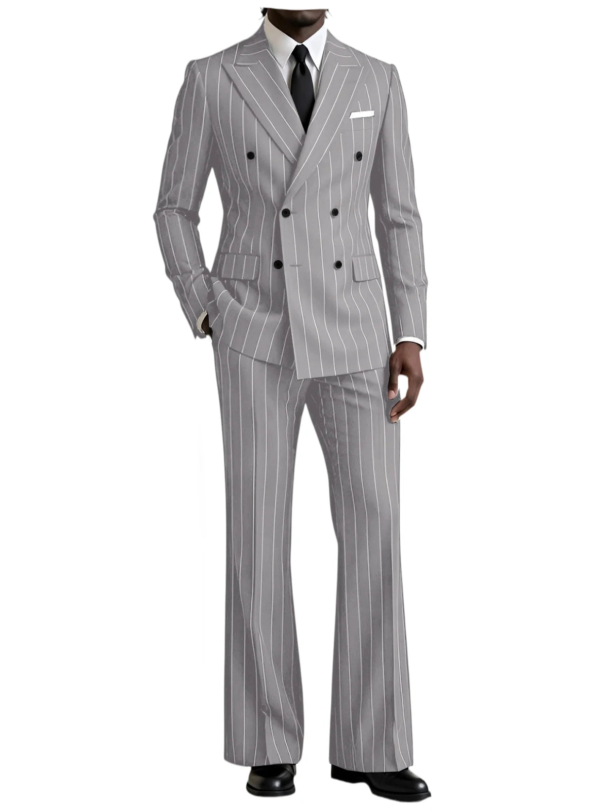 Striped Flare-Pants Formal Tuxedo Set