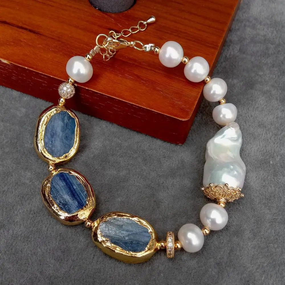 Pearl Kyanite Strand Bracelet