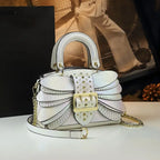 Pearl Rivet Leather Shoulder Bag