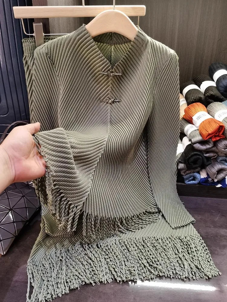 Spring Vintage Pleated Set