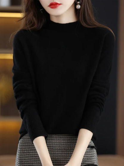 Merino Wool Mock Neck Sweater