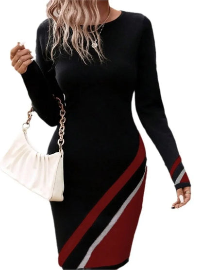 Autumn Winter Striped Dress