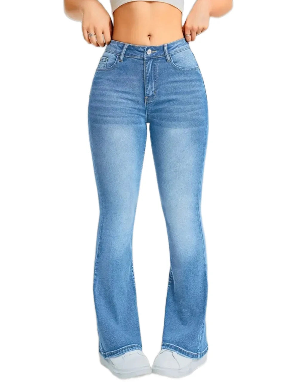 Wide-Leg Flared High-Waist Trousers