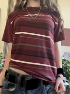 Everyday Broadcloth Striped Crew Neck True-To-Size Fit T-Shirt