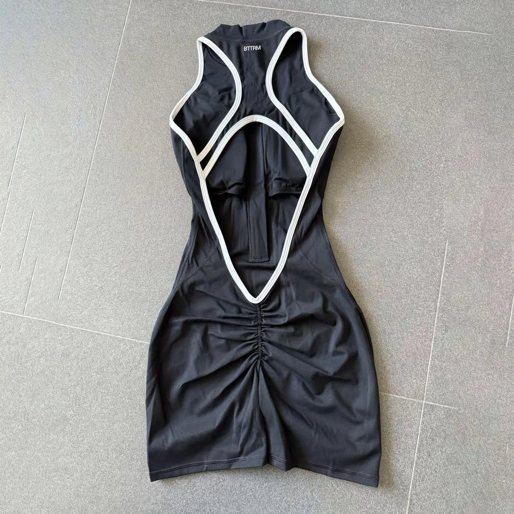 High-Stretch Knit Zip-Front Playsuit
