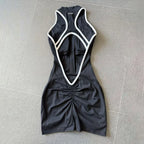 High-Stretch Knit Zip-Front Playsuit