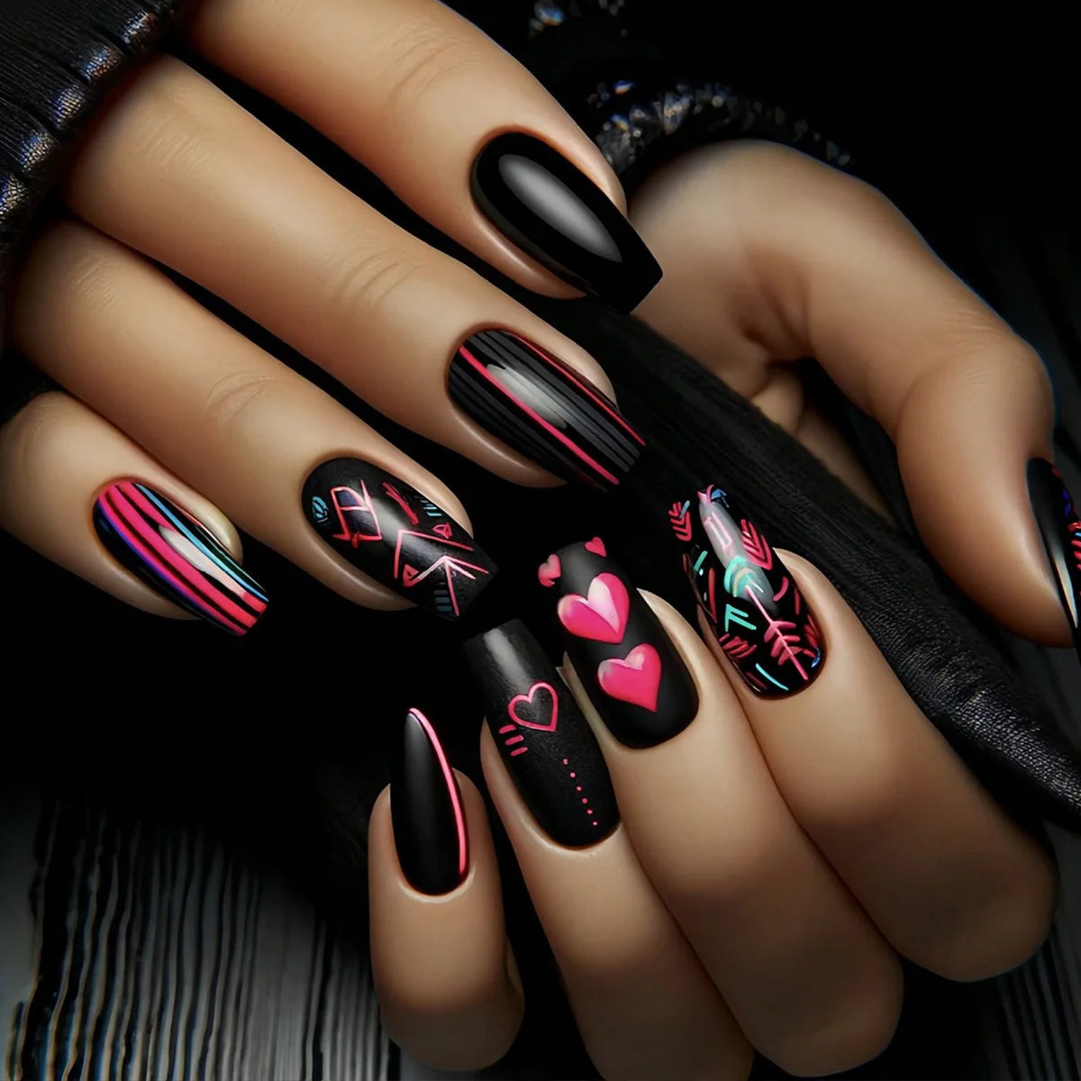 Gothic False Nails Dark Red