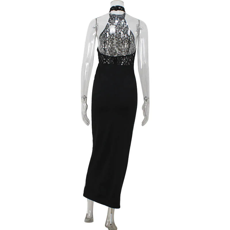 Turtleneck Maxi Patchwork Dresses