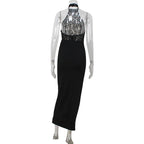 Turtleneck Maxi Patchwork Dresses