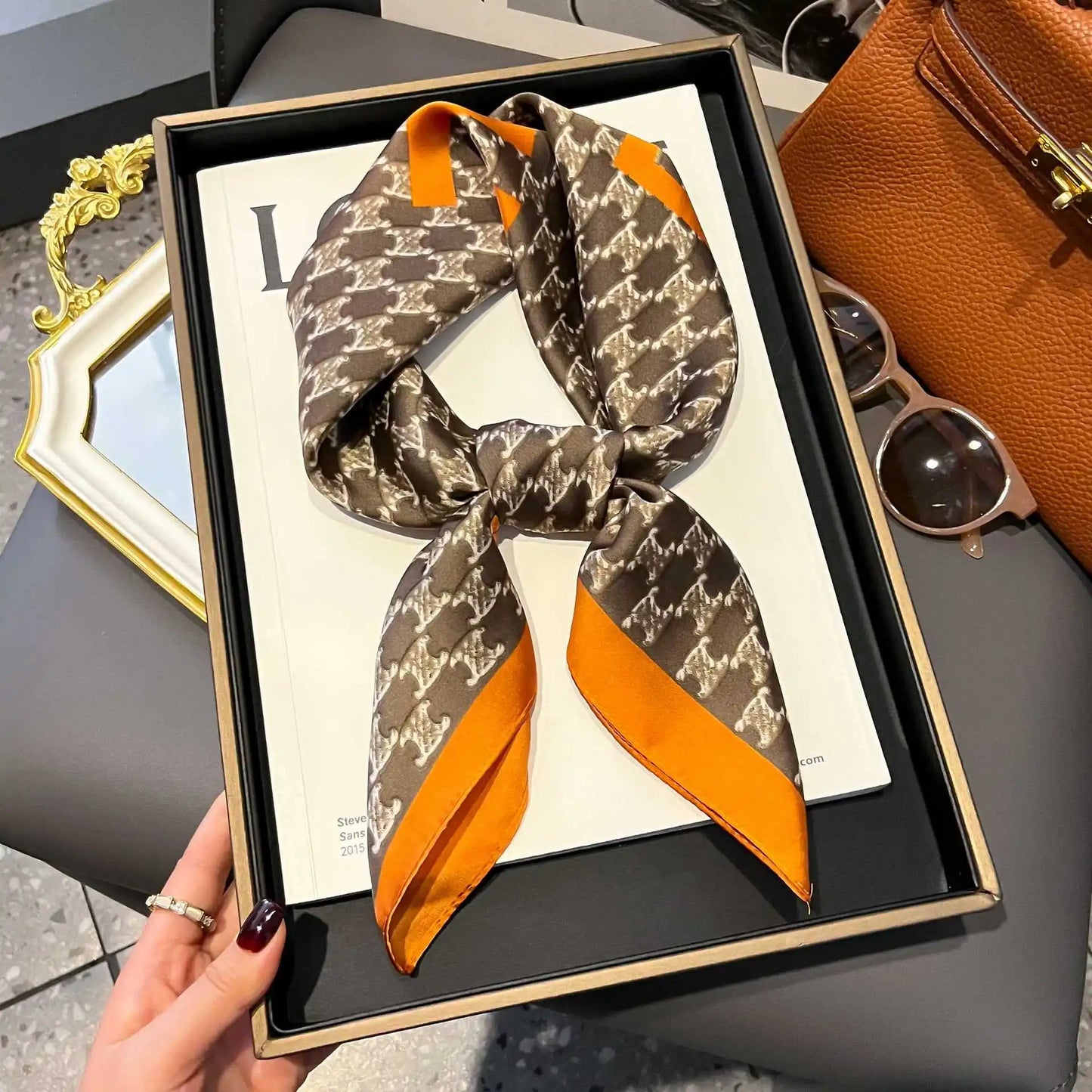 Luxury Silk Plaid Hijab Scarf