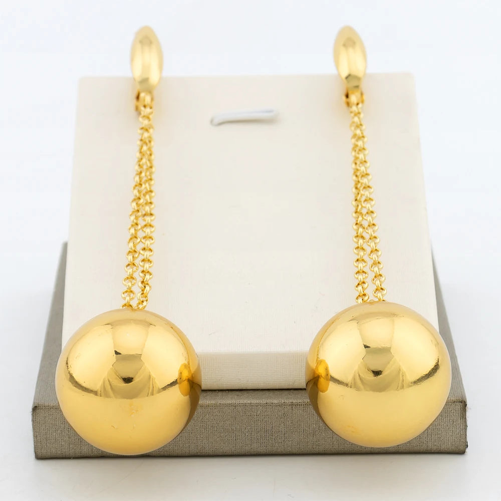 Gold Ball Drop Earrings