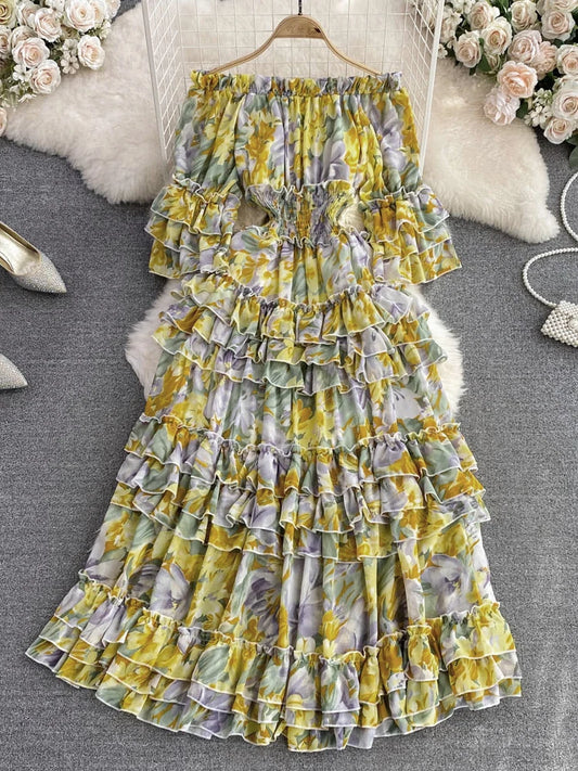 Off Shoulder Chiffon Beach Dress