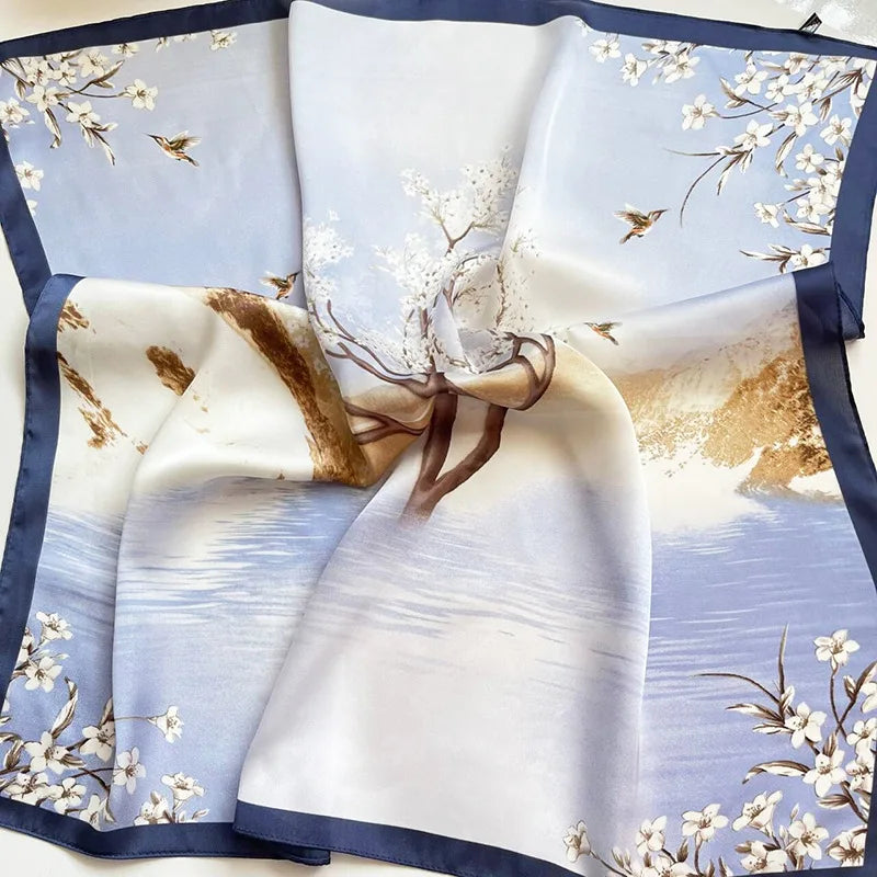 Horse Print Satin Square Scarf