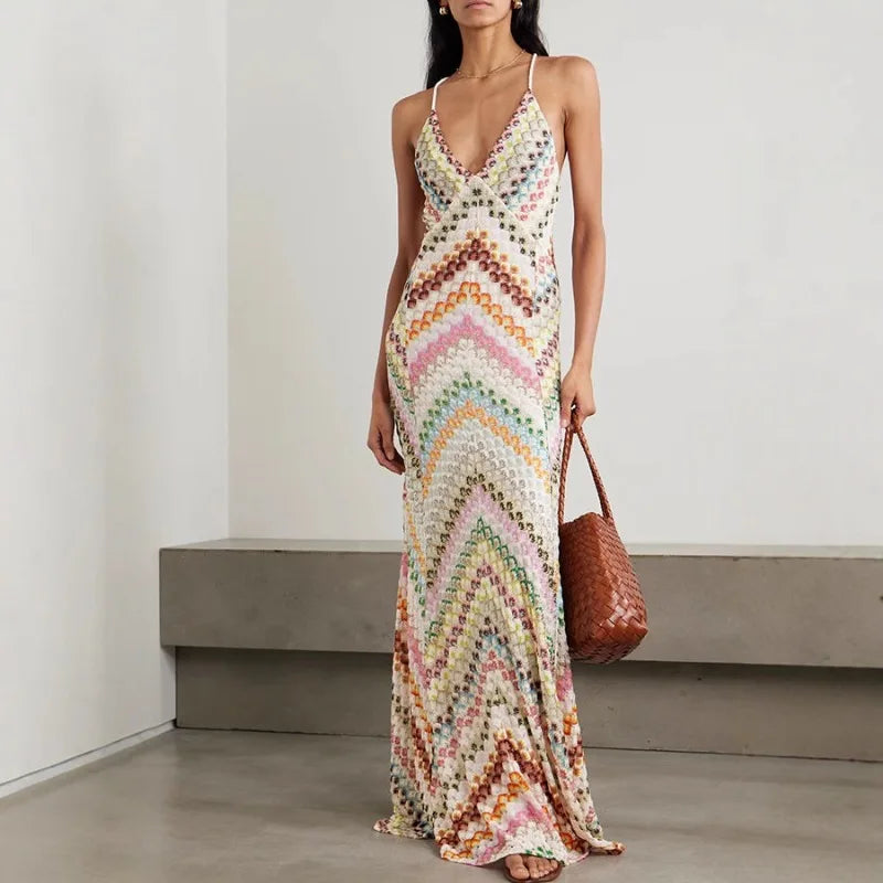 Boho Floral V-Neck Maxi Dress
