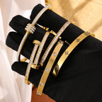 Floral Zircon Bangle Bracelet