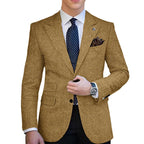 Herringbone Tweed Single-Breasted Blazer