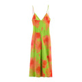 Floral Lace-Up Spaghetti Strap Dress
