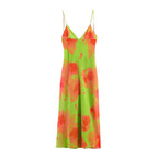Floral Lace-Up Spaghetti Strap Dress
