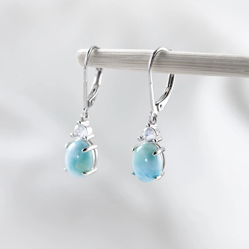 Larimar Silver Drop Earrings
