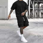 Multi-Pocket Cargo Pants T-Shirt Set
