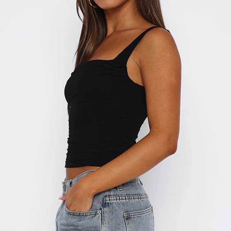 Streetwear Broadcloth Solid Tank Top