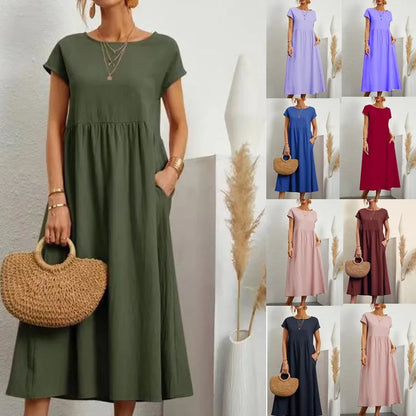 Vintage Solid Summer Dress
