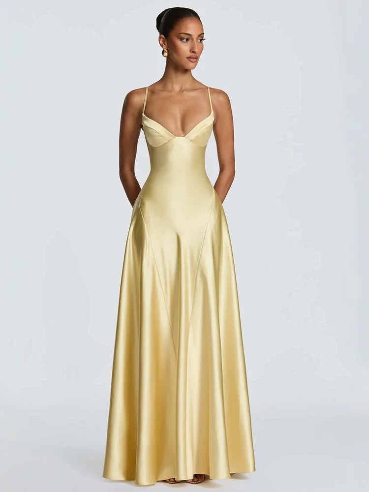 Lace-Up Satin A-Line Dress