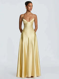 Lace-Up Satin A-Line Dress