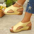 Women Pleated Wedge Sandals
