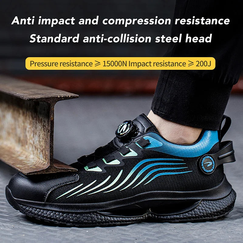 MJYTHF Rotating-Button Steel-Toe Boots