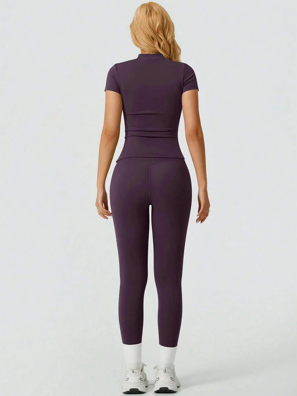Everyday Nylon Solid Elastic Waist Two-Piece Yoga Set
